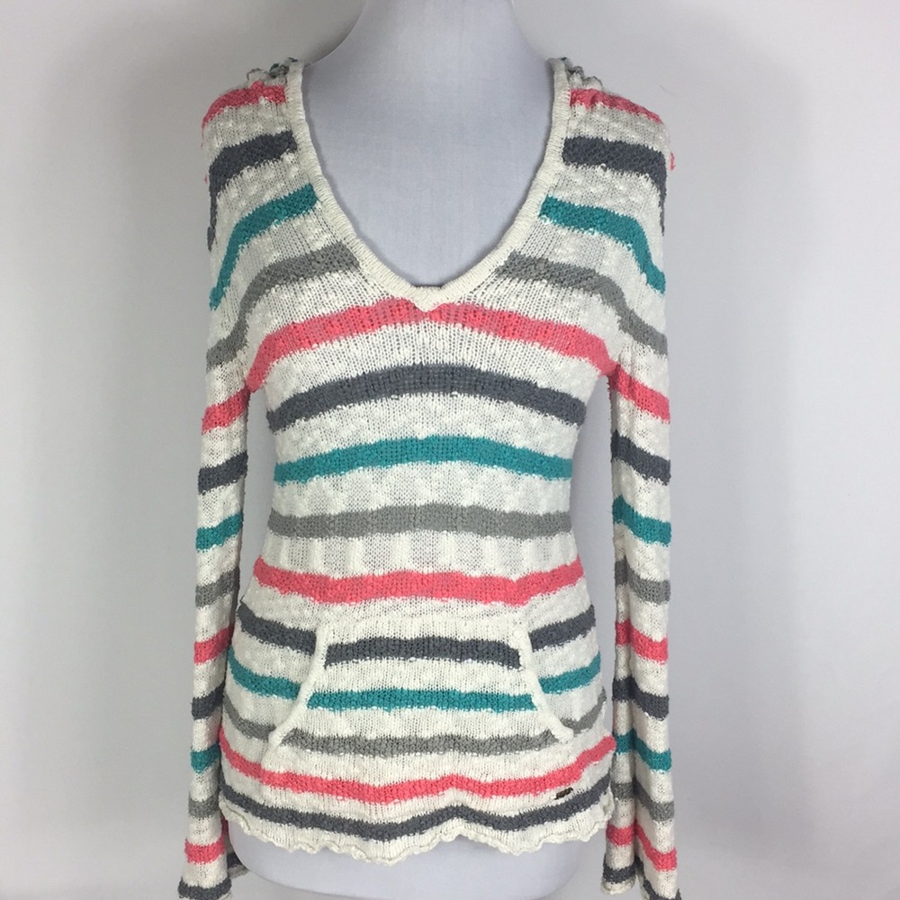 ROXY Striped Hoodie w/ Pockets- Size Large